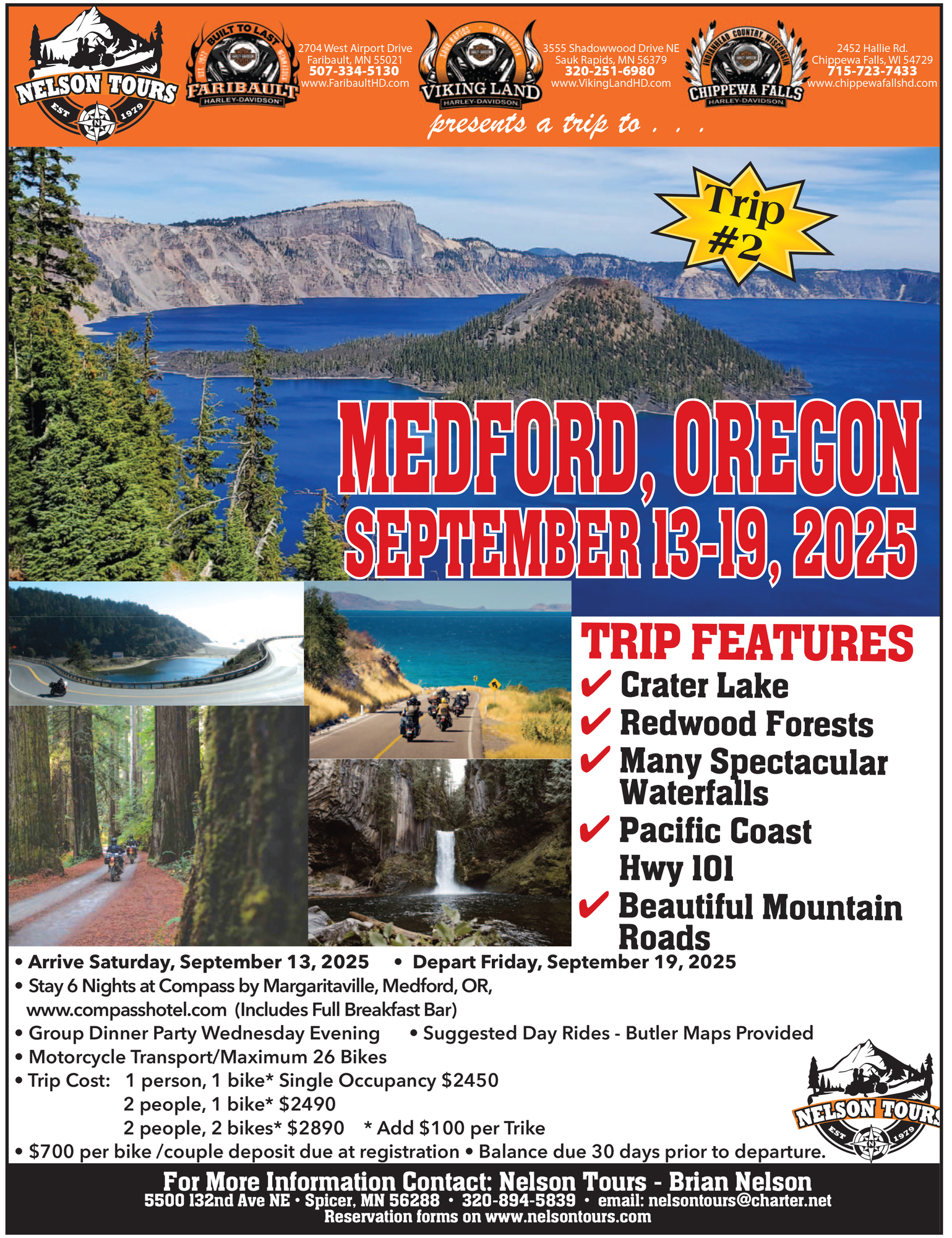 Nelson Tour Motorcycle Trip #2 to Medford, Oregon